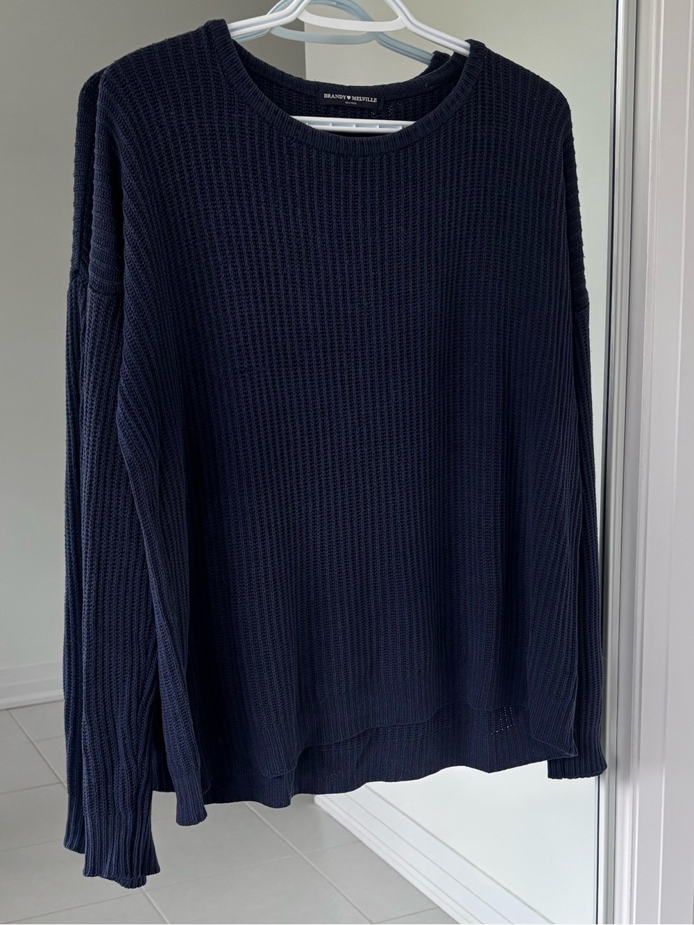 Brandy Melville Crewneck Knit Sweater in Navy